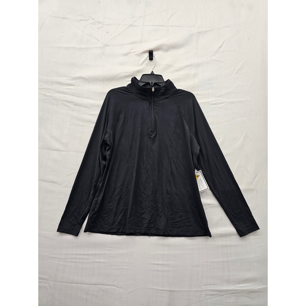 Lands' End Womens Quarter Zip Pullover Black Nylon Blend Athletic‎ Size XXL